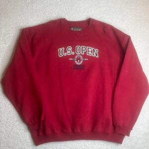 2002 US open men red golf crew neck sweatshirt vintage pullover embroidered xxl
